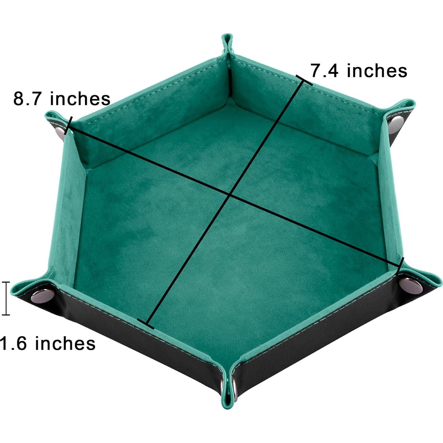 Bandeja de Dados SIQUK Plegable Hexagonal Cian y Negro