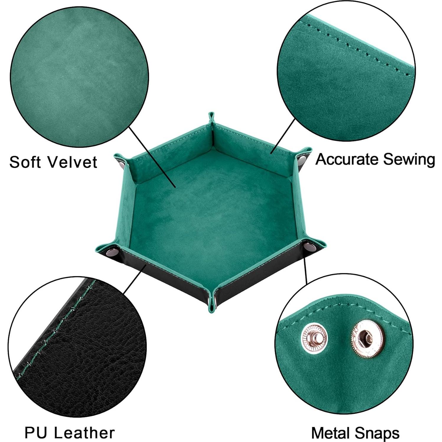 Bandeja de Dados SIQUK Plegable Hexagonal Cian y Negro