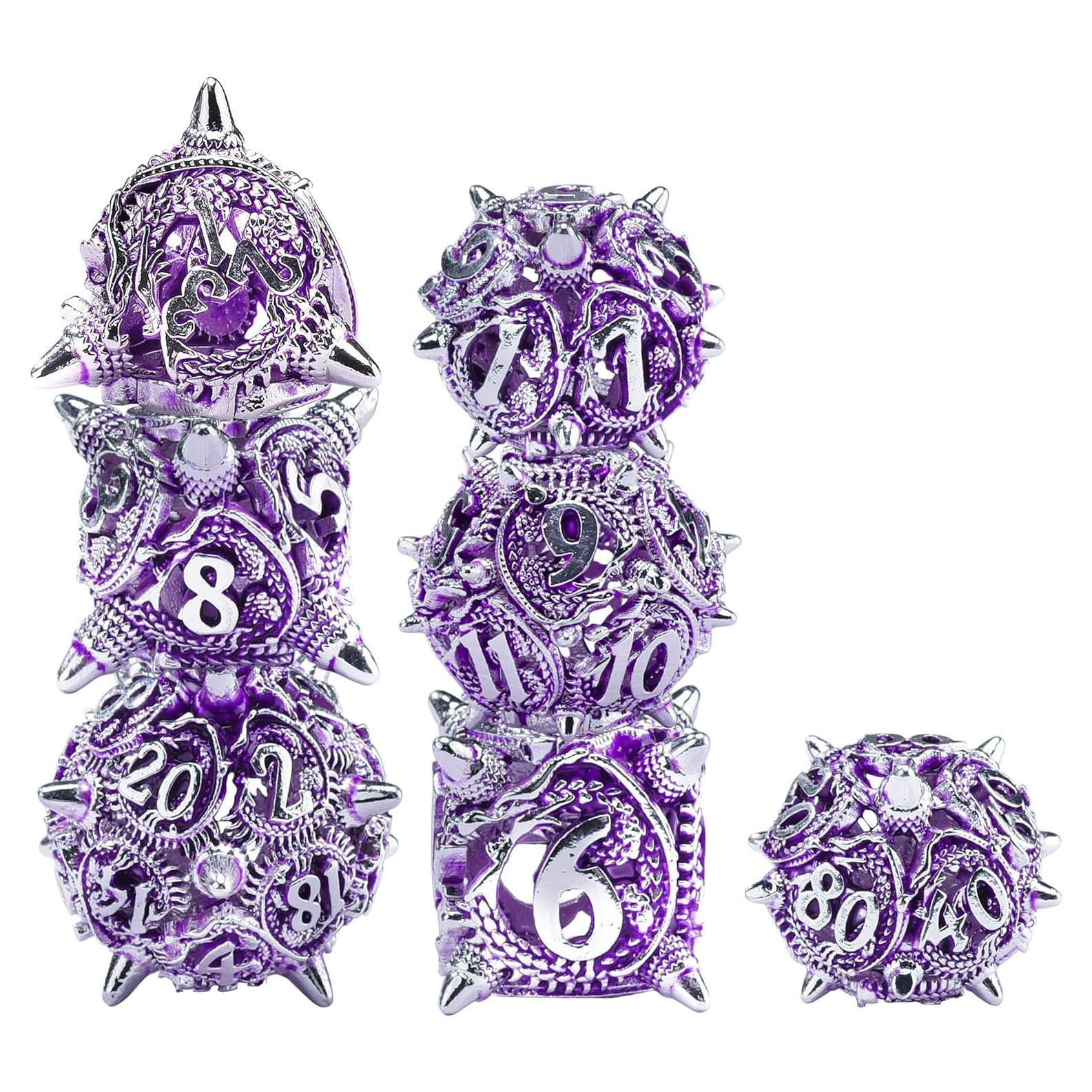 Juego de Dados DND de Metal AUSTOR 7 Piezas Dragón