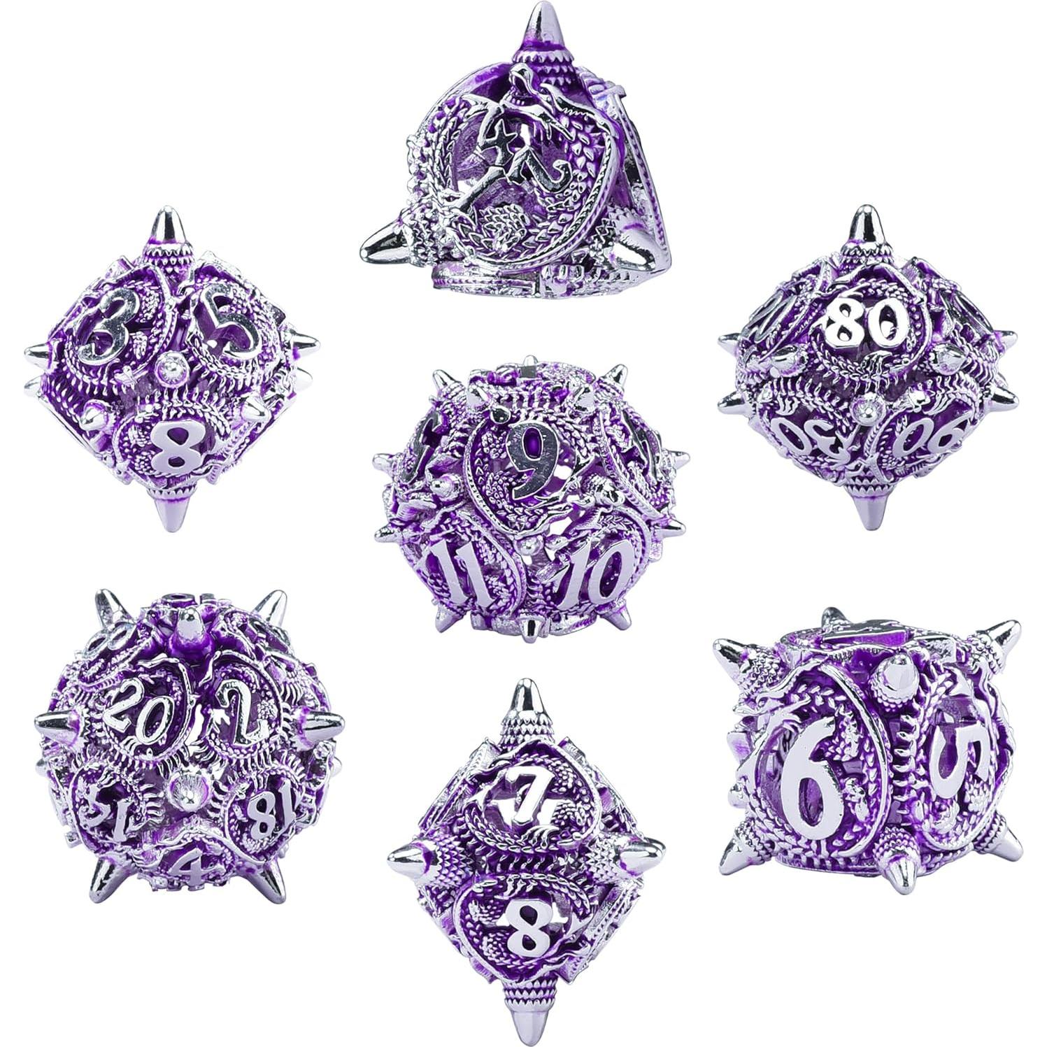 Juego de Dados DND de Metal AUSTOR 7 Piezas Dragón