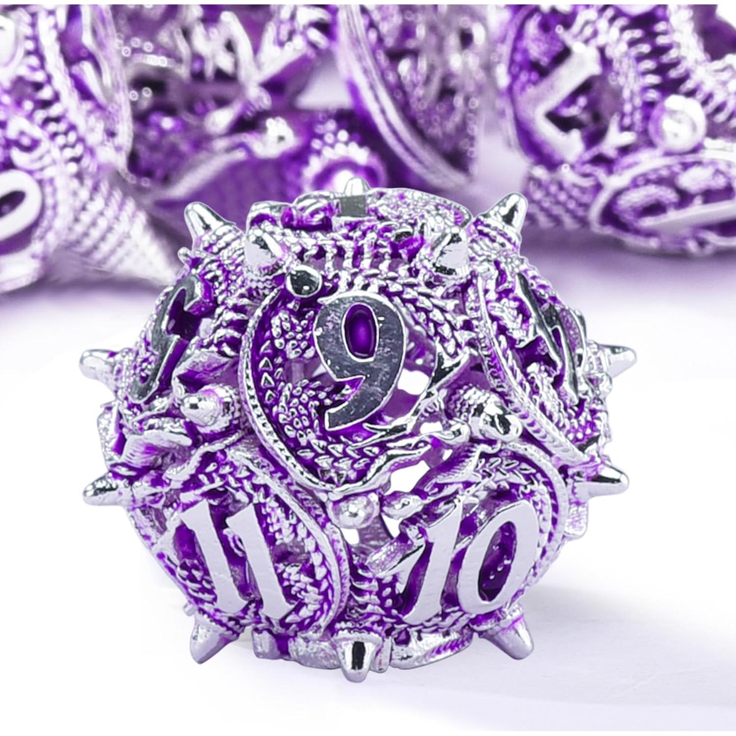 Juego de Dados DND de Metal AUSTOR 7 Piezas Dragón