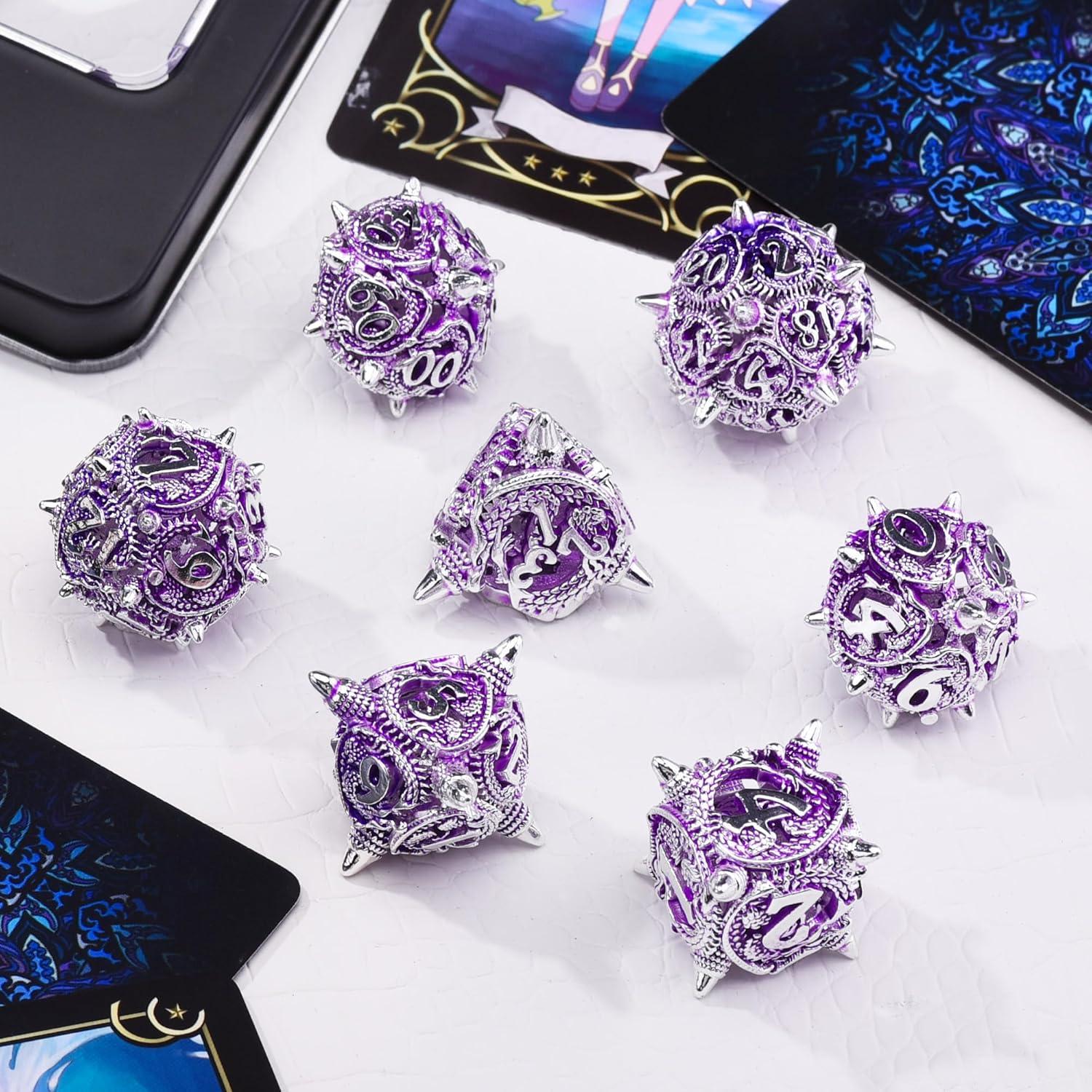 Juego de Dados DND de Metal AUSTOR 7 Piezas Dragón