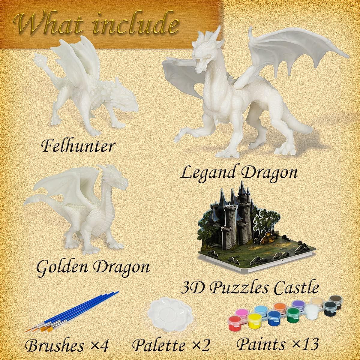 Kit de Pintura Dragón Whatstem con 3 Figuras y Castillo 3D