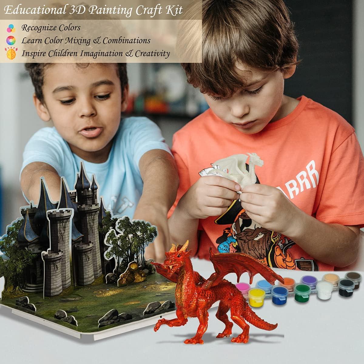 Kit de Pintura Dragón Whatstem con 3 Figuras y Castillo 3D