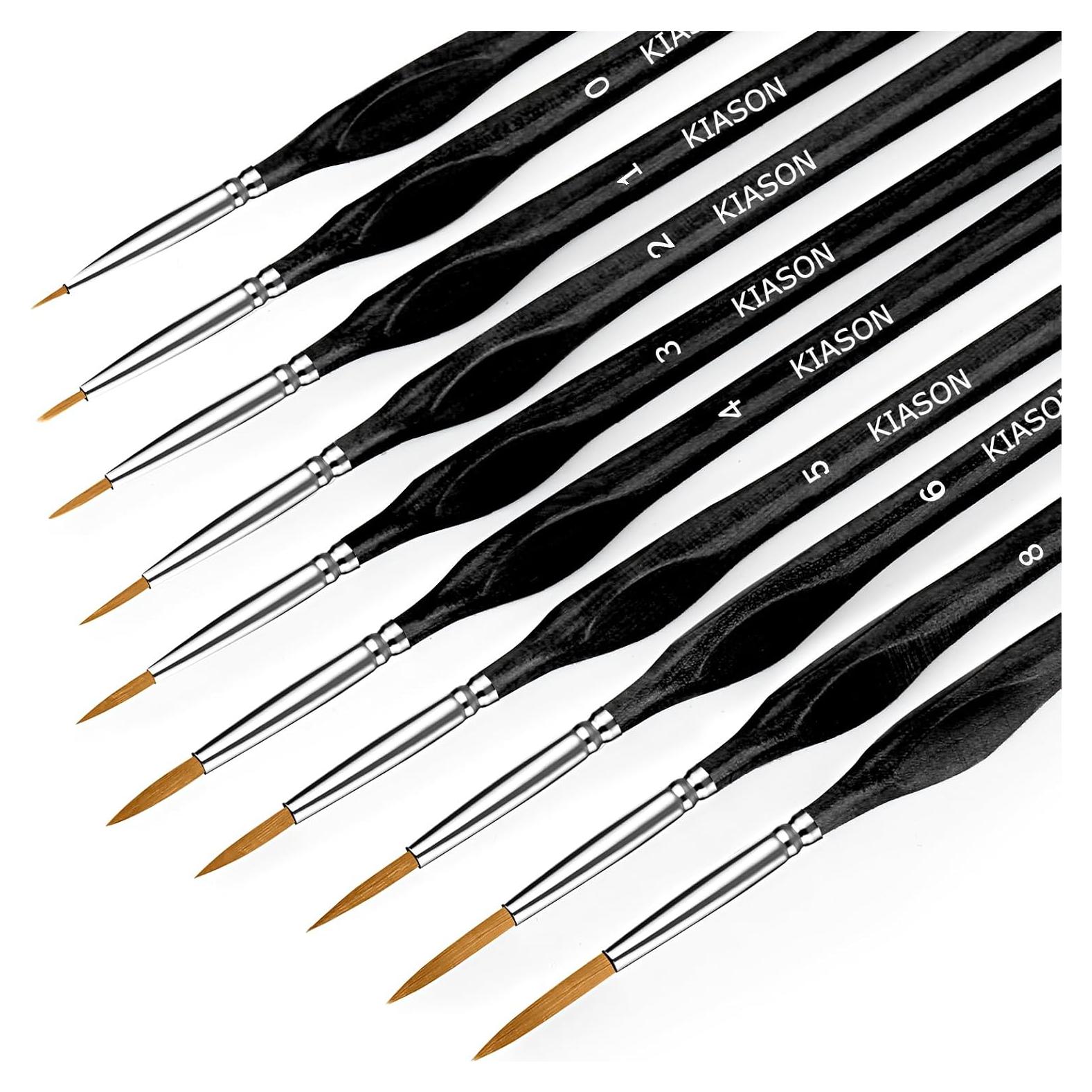 Set de 10 Pinceles KIASON para Pintura Detallada Negro