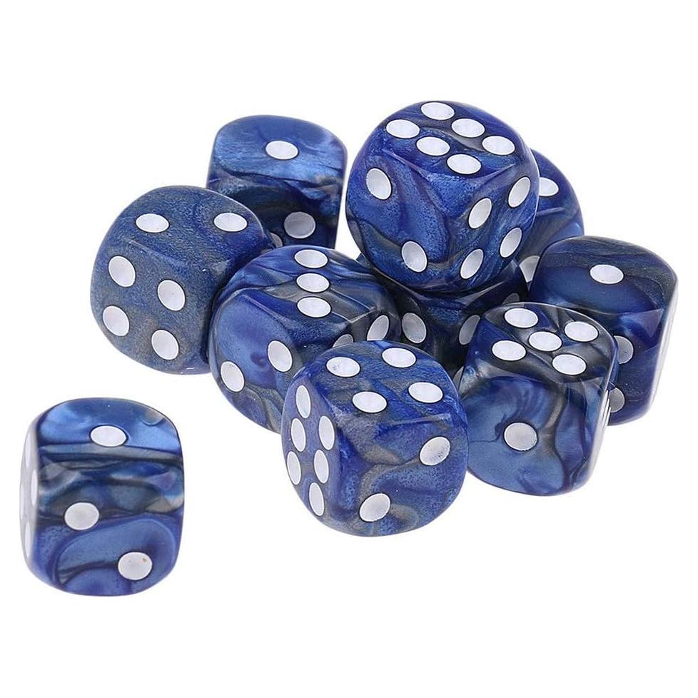 10 Dados Poliedricos D6 Acrílicos 16mm Azul Plata