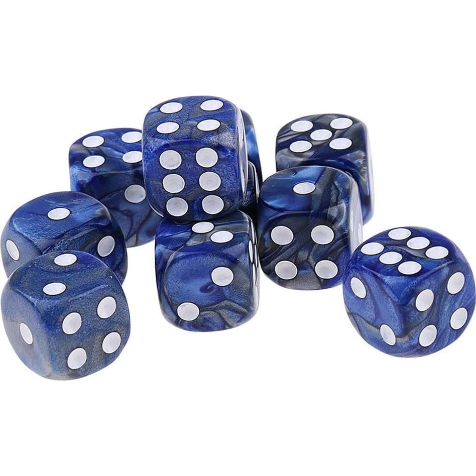 10 Dados Poliedricos D6 Acrílicos 16mm Azul Plata