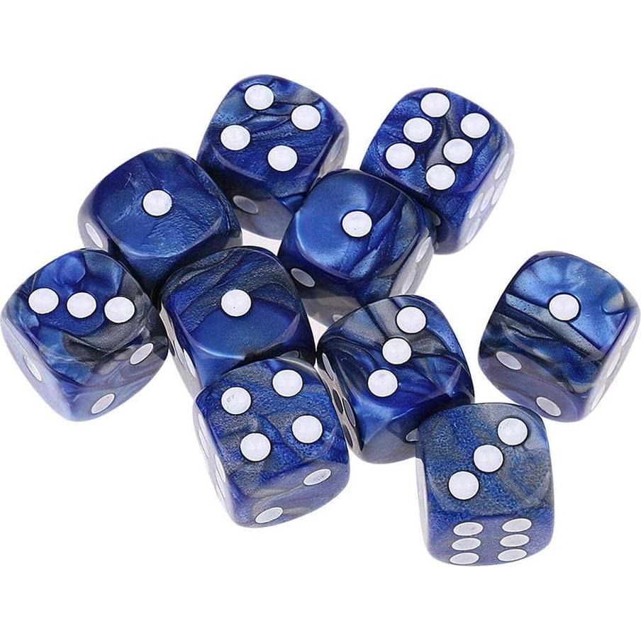 10 Dados Poliedricos D6 Acrílicos 16mm Azul Plata