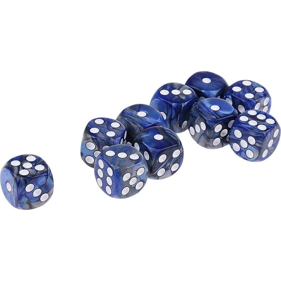 10 Dados Poliedricos D6 Acrílicos 16mm Azul Plata