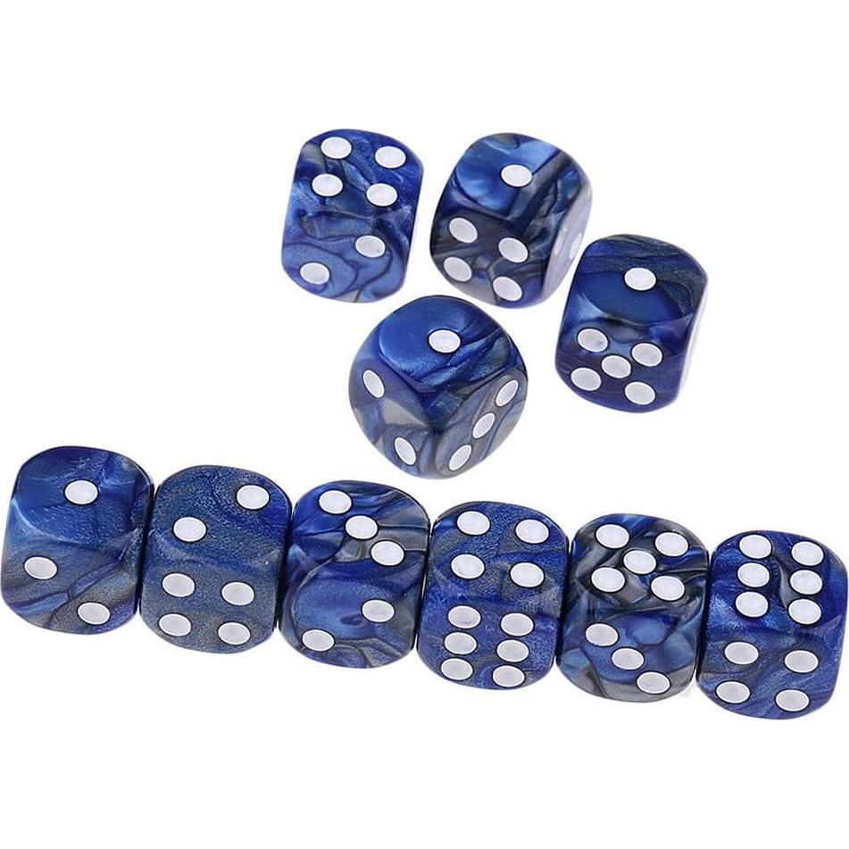 10 Dados Poliedricos D6 Acrílicos 16mm Azul Plata