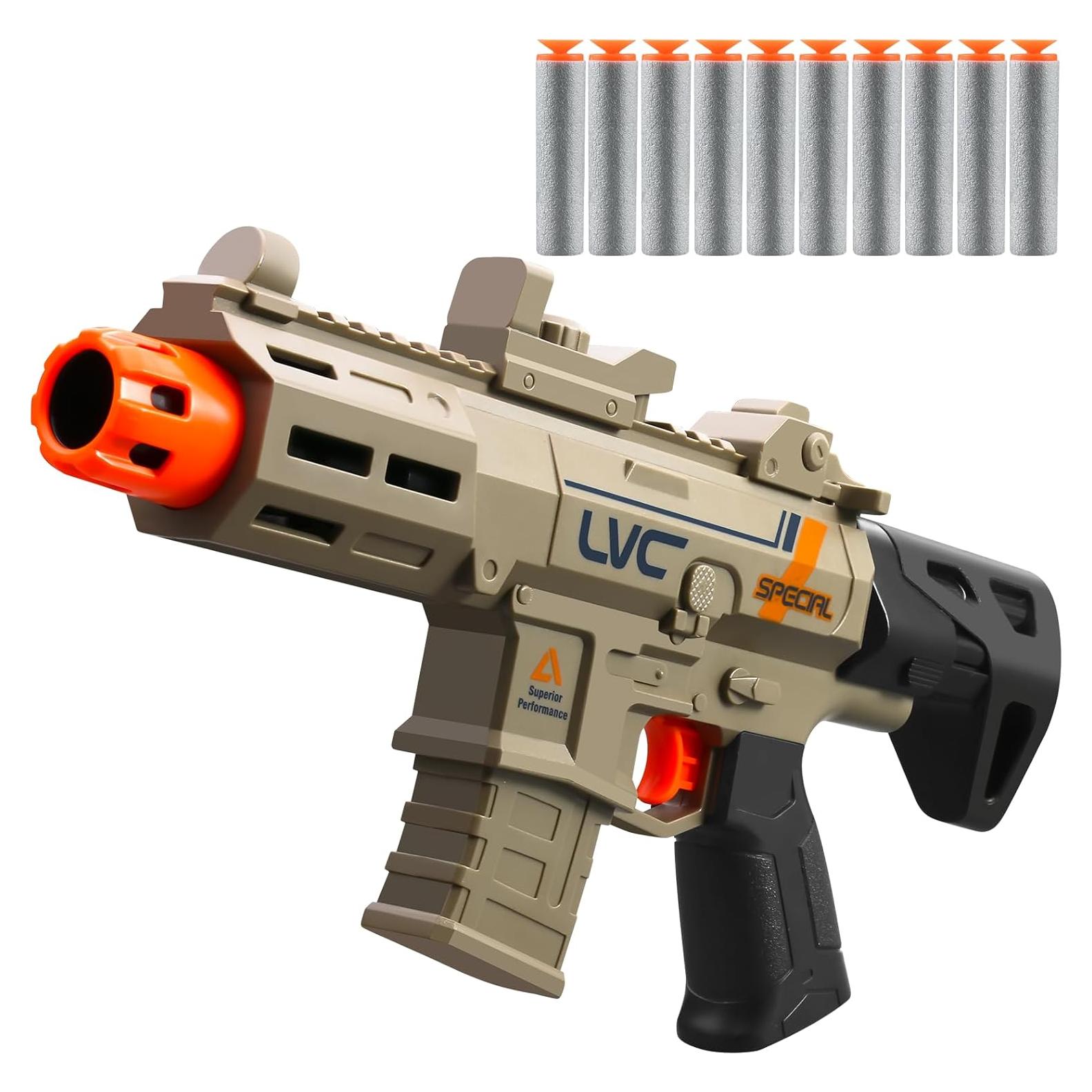 Soft Bullet Toy Gun Pistol Toys Cheap Cool Stuff Realistic Look Real Hand Guns Stress Shot Dart Fake Prop Outdoor Shooting Game for Adults Under 10 Dollar Gifts for Age 14 Years Old (Brown)