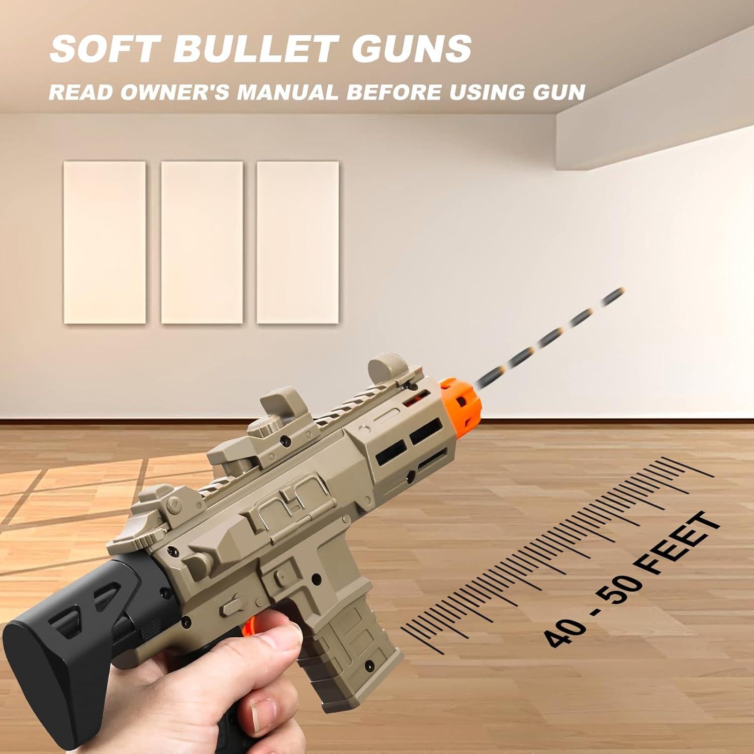 Soft Bullet Toy Gun Pistol Toys Cheap Cool Stuff Realistic Look Real Hand Guns Stress Shot Dart Fake Prop Outdoor Shooting Game for Adults Under 10 Dollar Gifts for Age 14 Years Old (Brown)