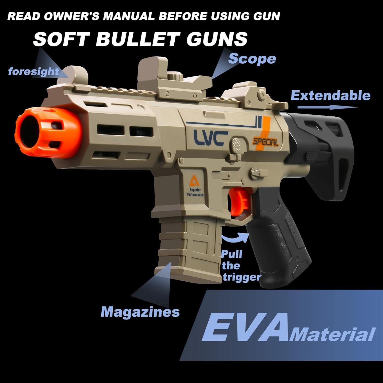 Soft Bullet Toy Gun Pistol Toys Cheap Cool Stuff Realistic Look Real Hand Guns Stress Shot Dart Fake Prop Outdoor Shooting Game for Adults Under 10 Dollar Gifts for Age 14 Years Old (Brown)