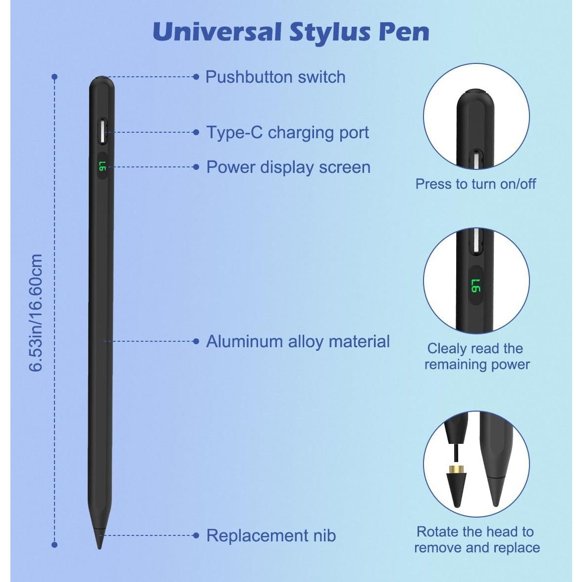 Lápiz Stylus MoKo para Pantallas Táctiles, Negro