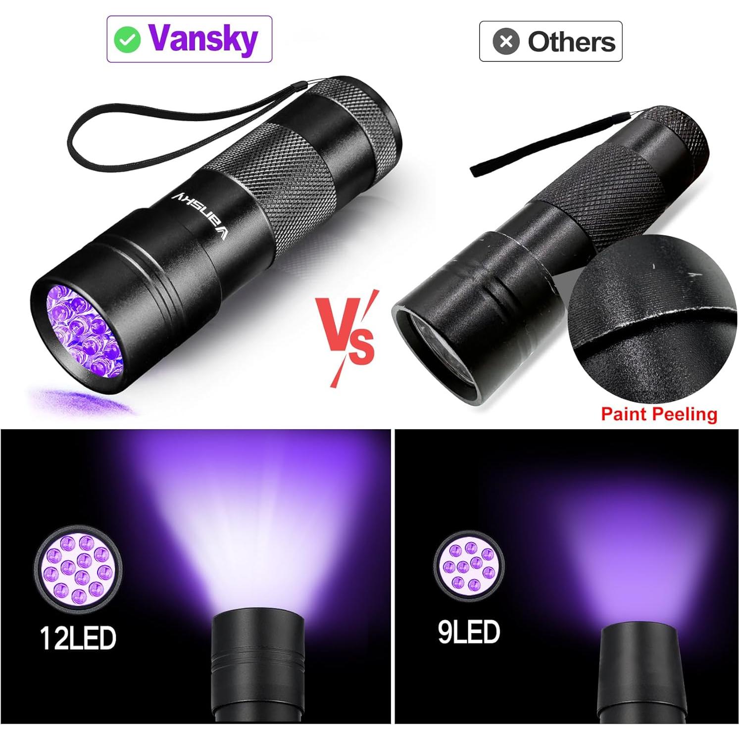 Linterna UV Vansky 12 LED Detección Orina Mascotas