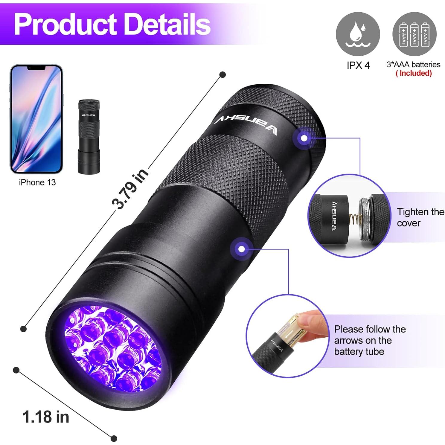 Linterna UV Vansky 12 LED Detección Orina Mascotas