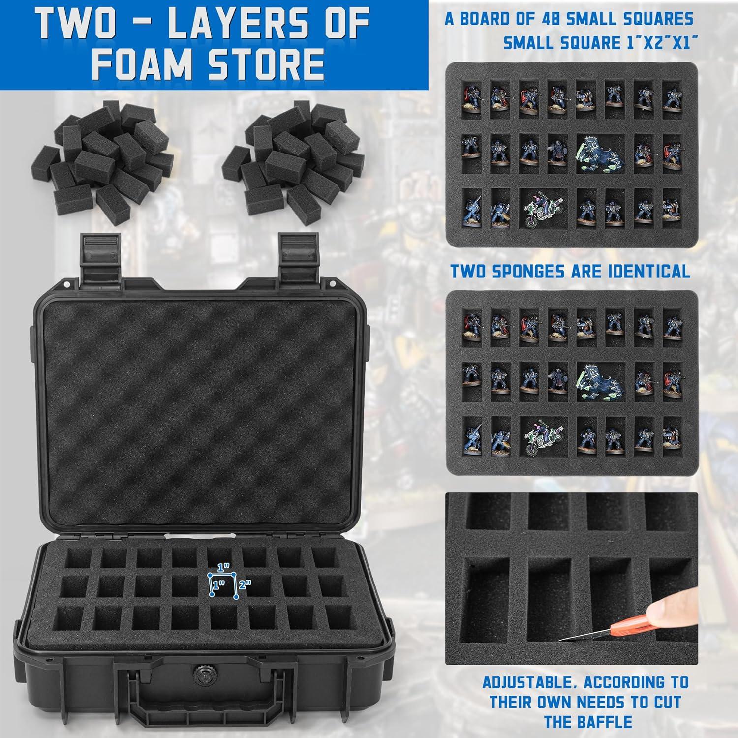 TORIBIO Caja Almacenamiento Miniaturas 48 Ranuras Duro