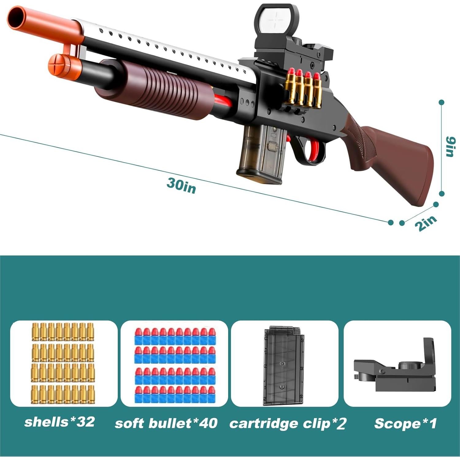 Escopeta de Juguete Kyliandi con Eyectores y 40 Balas de Espuma