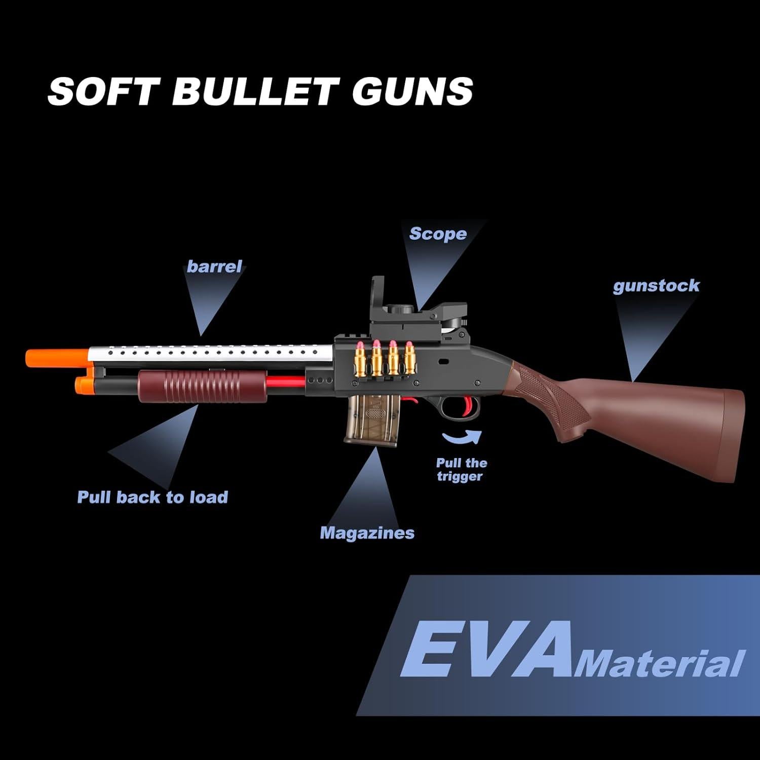 Escopeta de Juguete Kyliandi con Eyectores y 40 Balas de Espuma