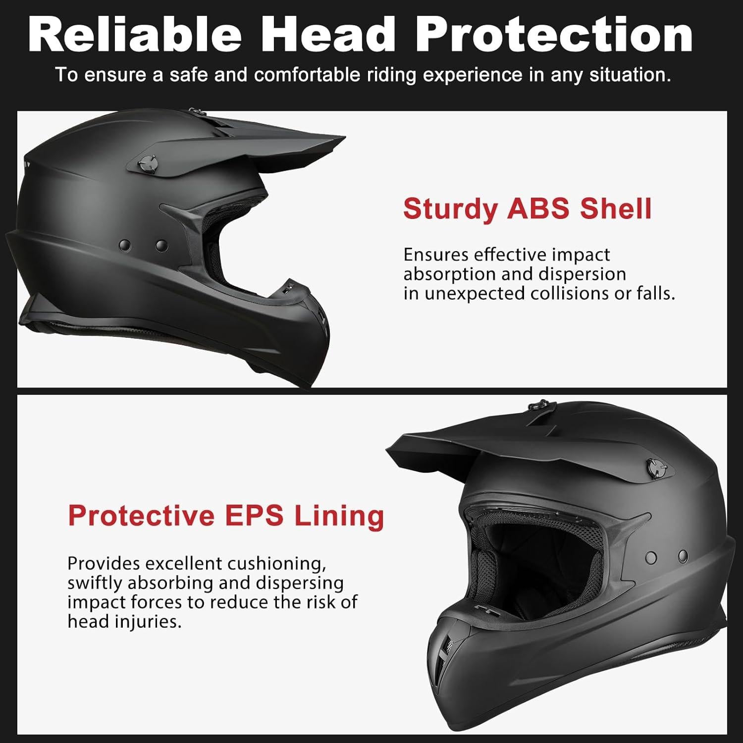 Favoto Adult Dirt Bike Motorcycle Helmets - DOT Approved Lightweight ATV UTV Motocross Helmets for Men Women - Off Road Motorcycle Helmets with Removable Visor and Washable Padding