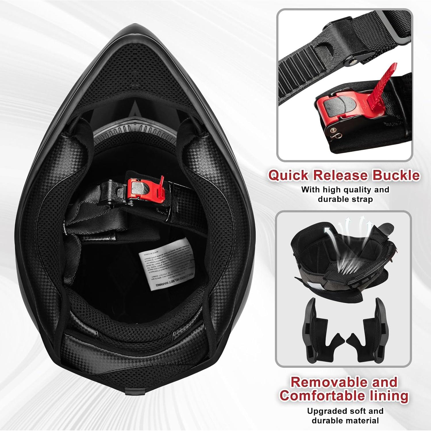 Favoto Adult Dirt Bike Motorcycle Helmets - DOT Approved Lightweight ATV UTV Motocross Helmets for Men Women - Off Road Motorcycle Helmets with Removable Visor and Washable Padding