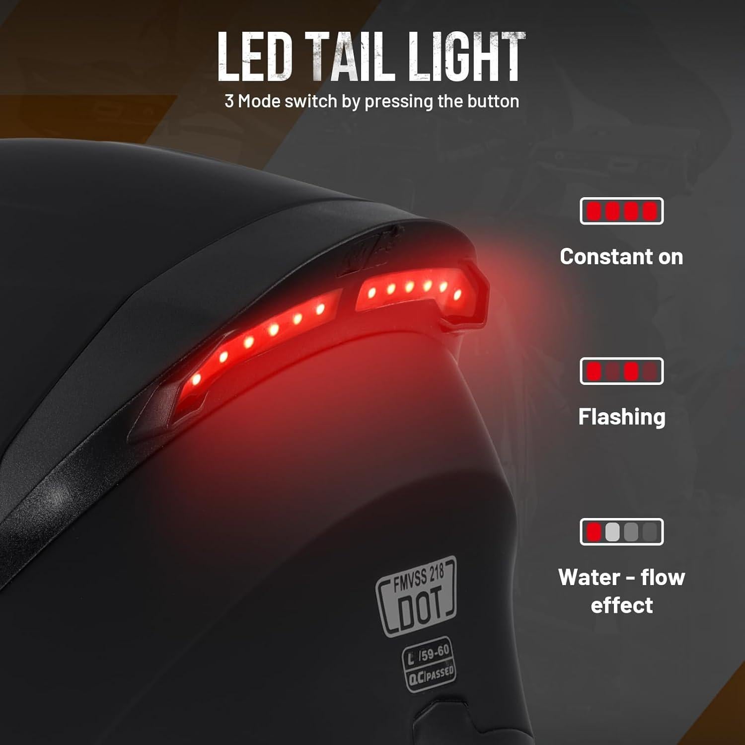 DOT Modular Motorcycle Full Face Helmet Flip-Up Dual Visor, Lightweight & DOT Approved, Matte Black