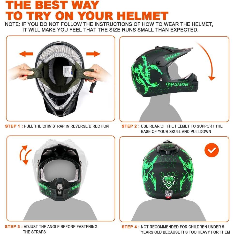 Casco DOT Orthrus X-Grande Verde Biohazard Motocross