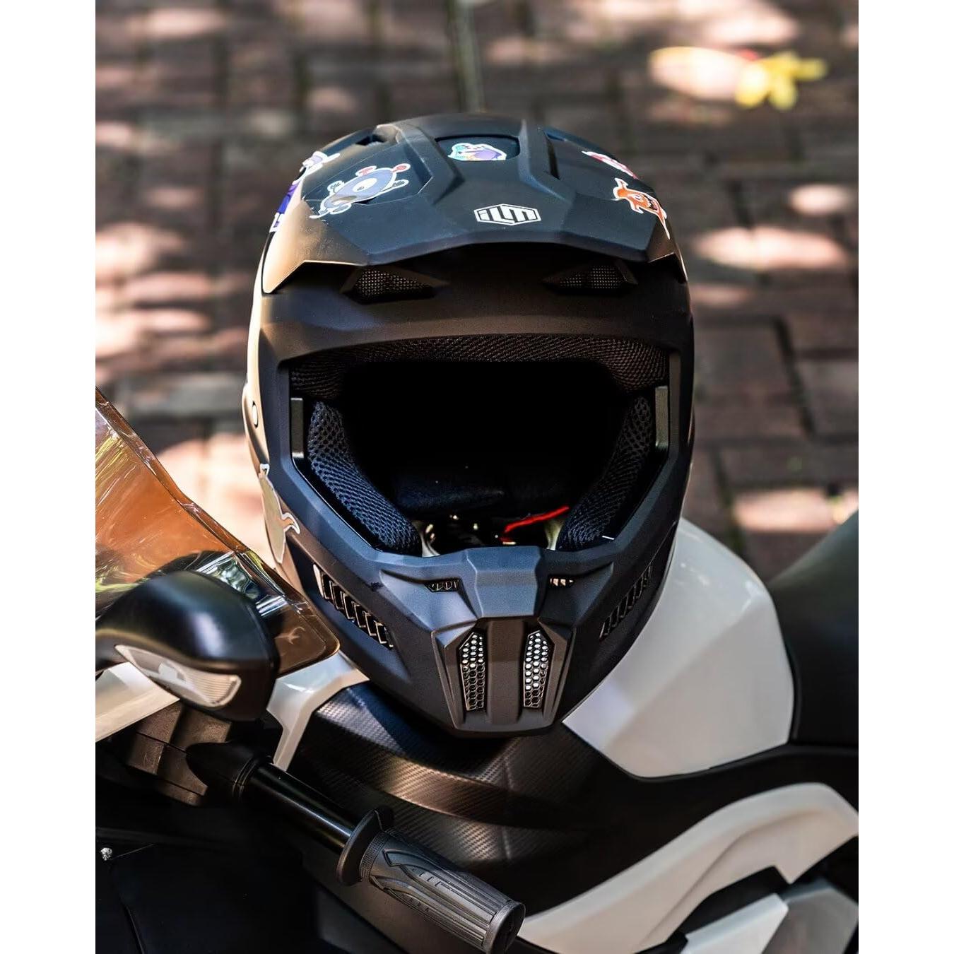 Youth Dirt Bike Helmets with Stickers Kids ATV Helmet Motocross BMX Off Road Motorbike with Goggles Gloves Mask DOT Model MT601Y-Stickers