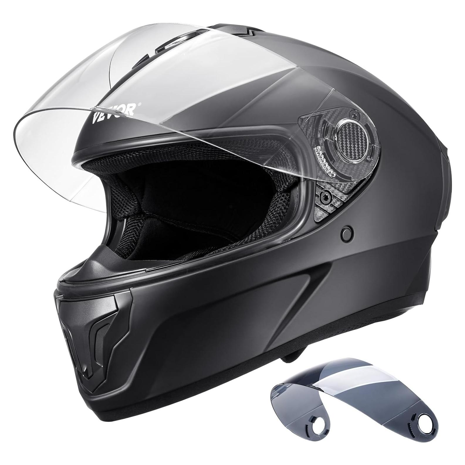 Motorcycle Helmet DOT Approved Full Face or 3/4, Dual Visor with Slot for Your Bluetooth & Interchangeable Lens, Smart Street ABS Helmet Comfortable Motocross Helmet
