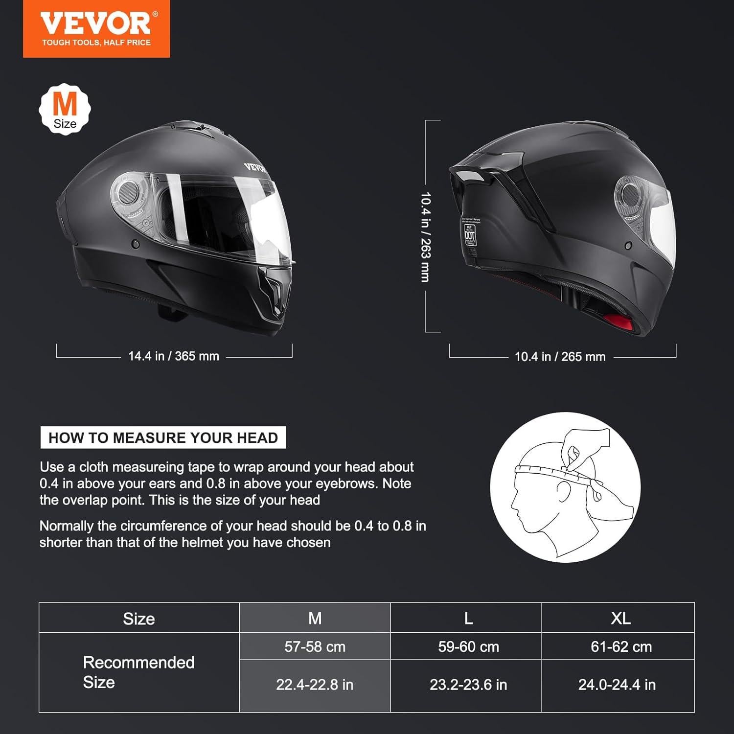 Motorcycle Helmet DOT Approved Full Face or 3/4, Dual Visor with Slot for Your Bluetooth & Interchangeable Lens, Smart Street ABS Helmet Comfortable Motocross Helmet