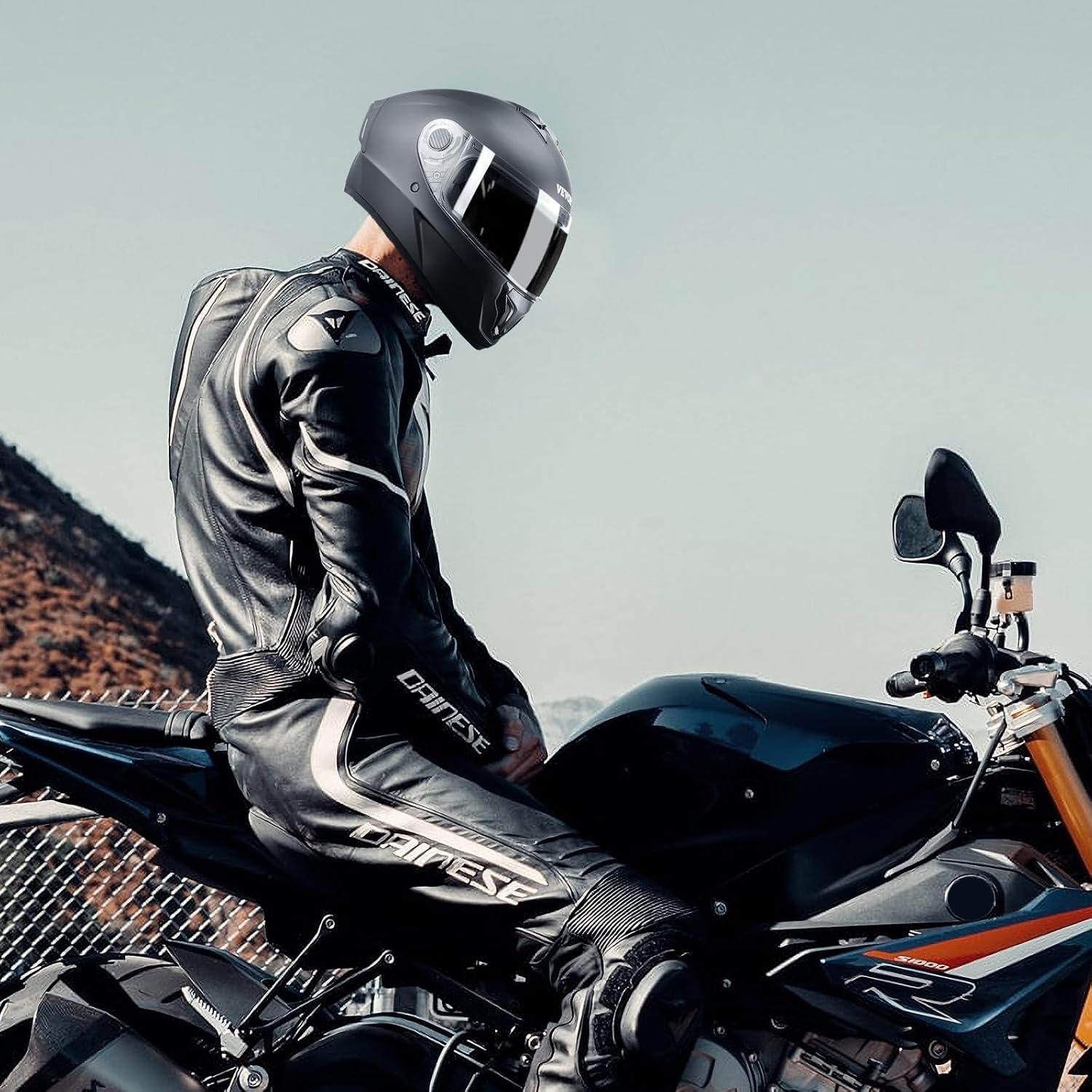 Motorcycle Helmet DOT Approved Full Face or 3/4, Dual Visor with Slot for Your Bluetooth & Interchangeable Lens, Smart Street ABS Helmet Comfortable Motocross Helmet