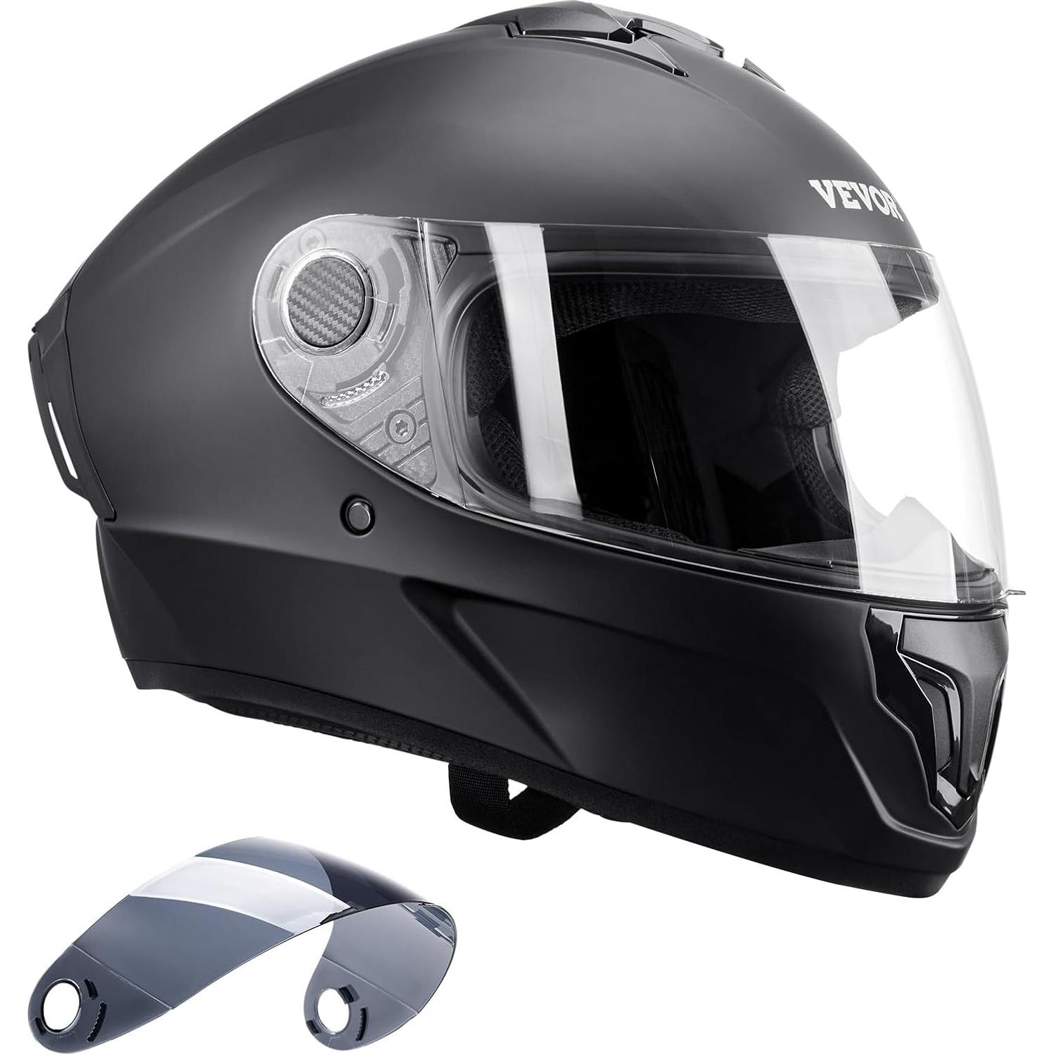 Motorcycle Helmet DOT Approved Full Face or 3/4, Dual Visor with Slot for Your Bluetooth & Interchangeable Lens, Smart Street ABS Helmet Comfortable Motocross Helmet