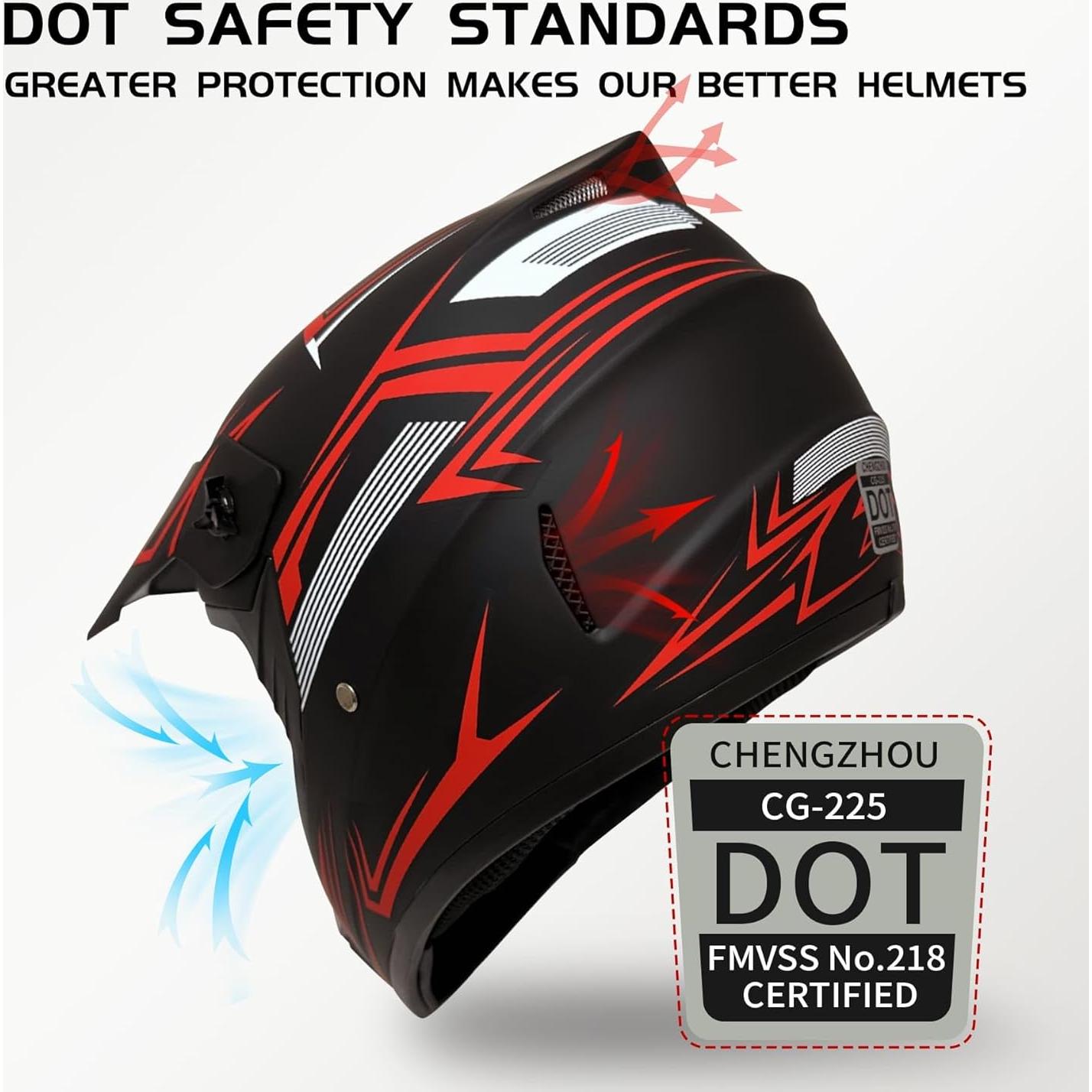 Youth Kids Motocross Helmet, Adult ATV Dirt Bike Helmet with Goggles Gloves & Mask Quick, Full Face Motorcycle Helmet with Quick Release Buckle DOT Certified