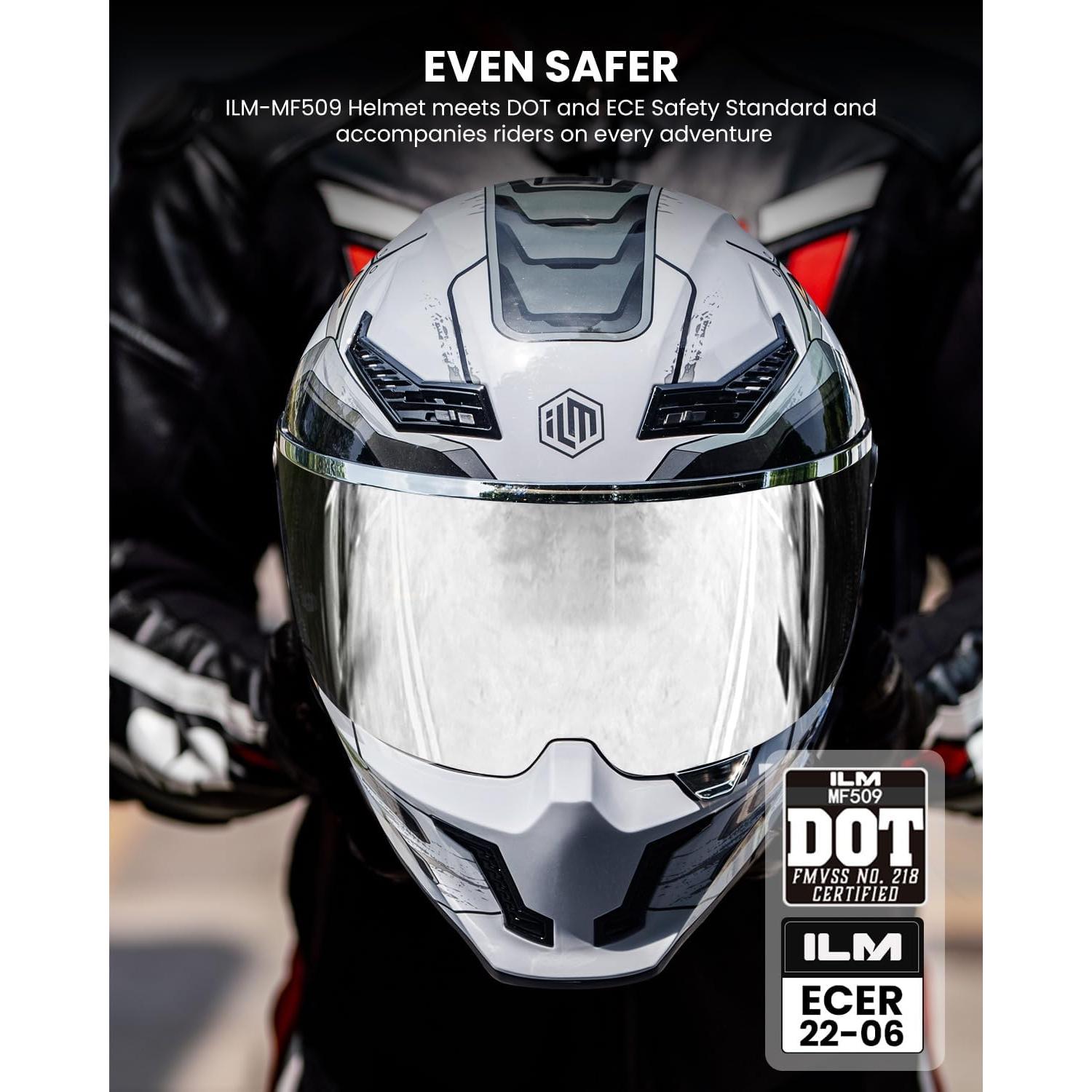 Casco de Moto ILM MF509 Doble Visor Gris Cyborg L