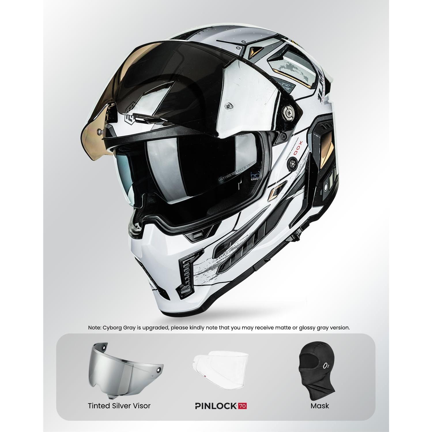 Casco de Moto ILM MF509 Doble Visor Gris Cyborg L