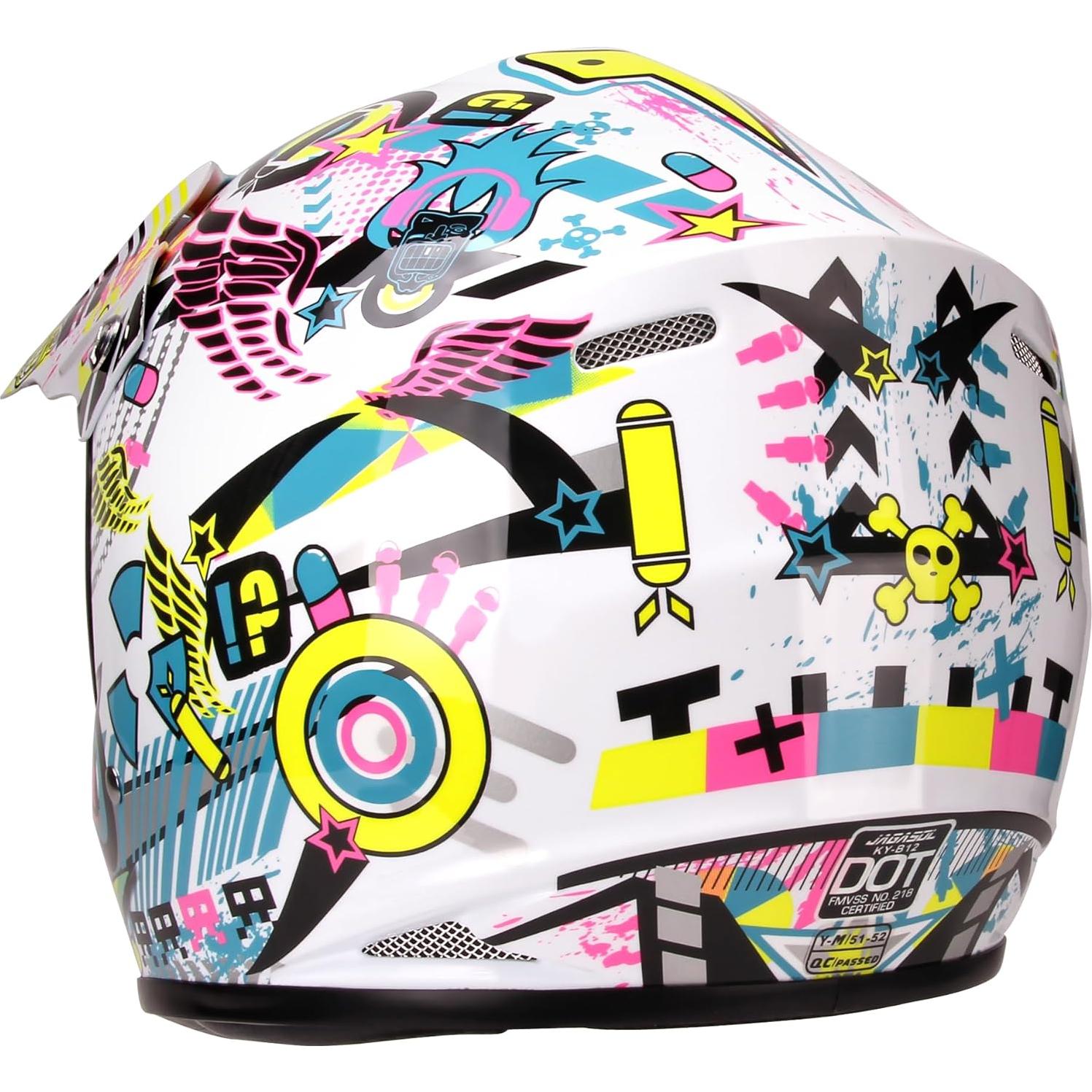 DOT Youth Motocross Offroad Street Dirt Bike Helmets for Kids 8-14,BMX MX ATV Helmet with Goggles DOT Approved