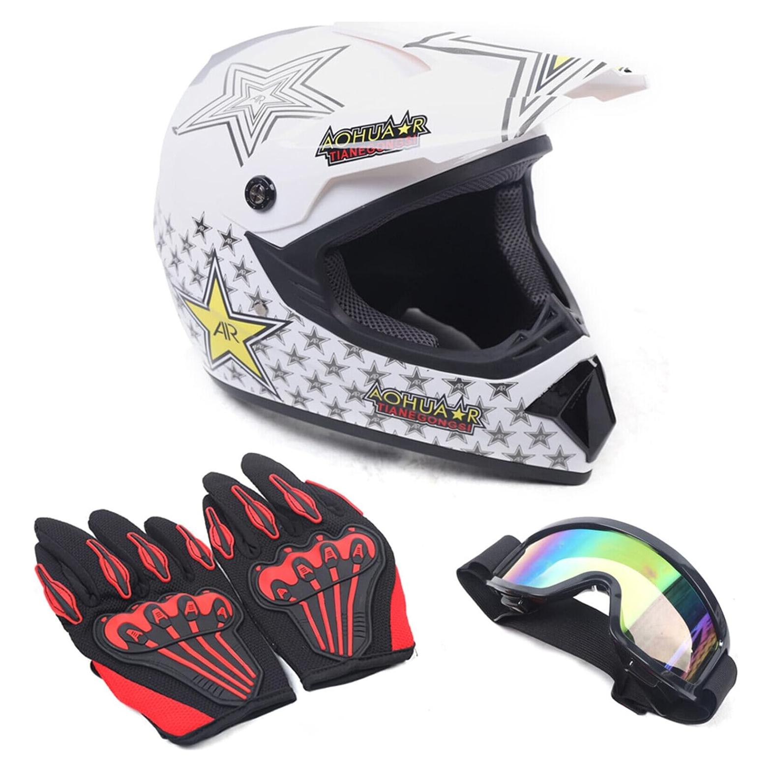 Casco Integral KUMOYOU Motocross M/L con Gafas y Guantes
