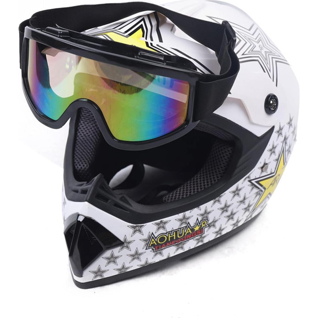 Casco Integral KUMOYOU Motocross M/L con Gafas y Guantes