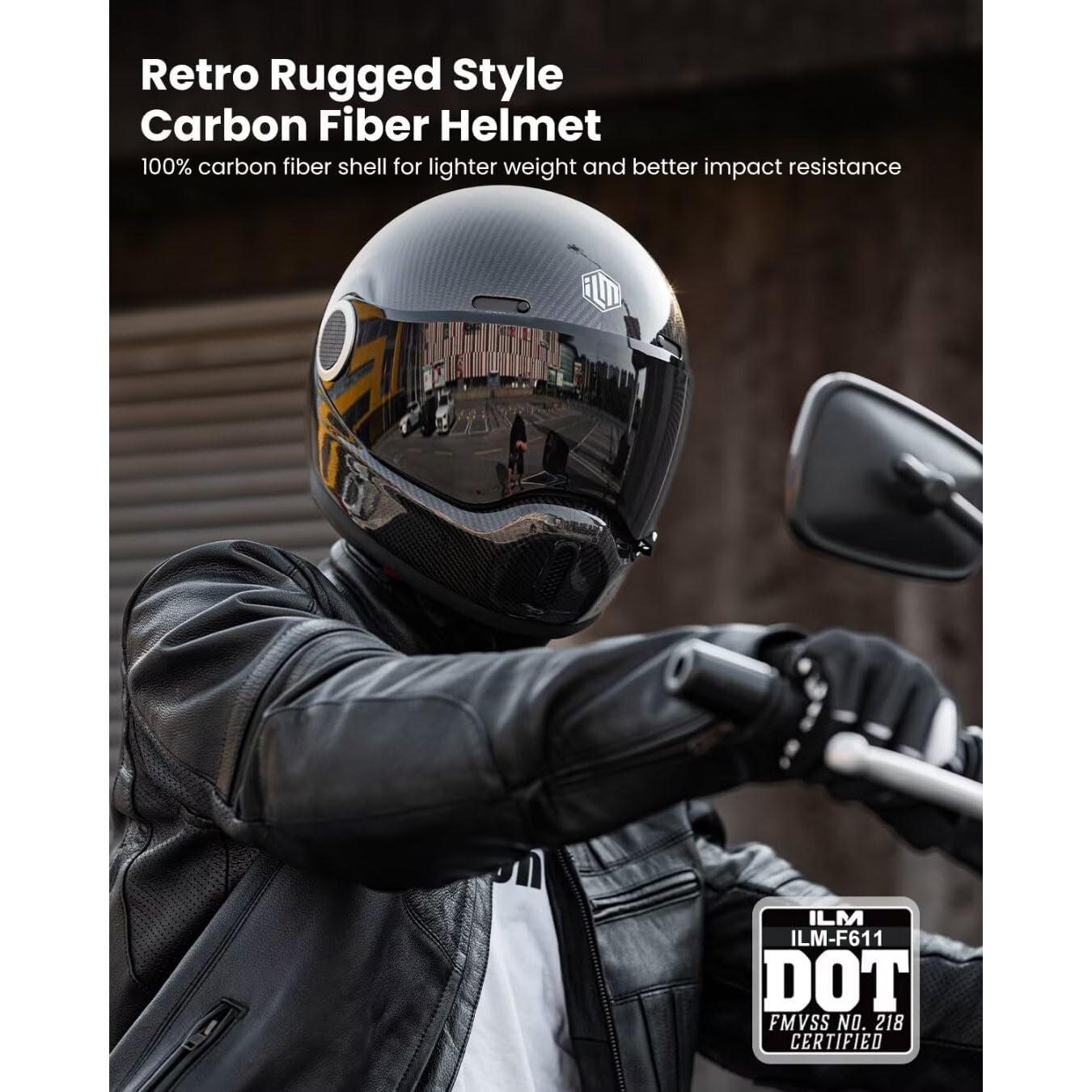 Casco de Moto ILM F611 Fibra de Carbono Ligero Talla L