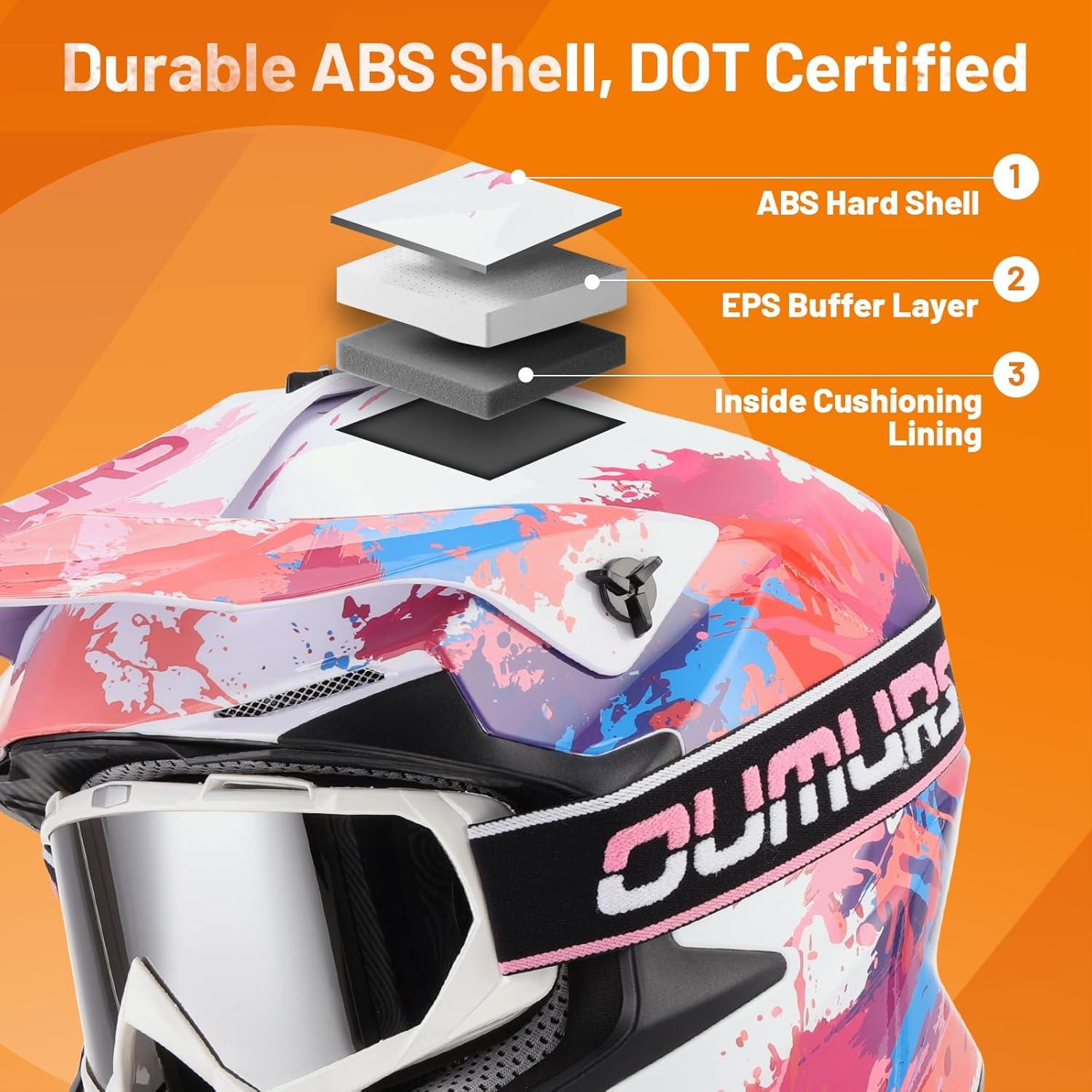 Adult ATV Dirt Bike Helmet with Goggles Gloves & Mask Adjustable Sun Visor Motorcycle Adult Helmet Off-Road Motocross Downhill Moped MX for Unisex-Adult