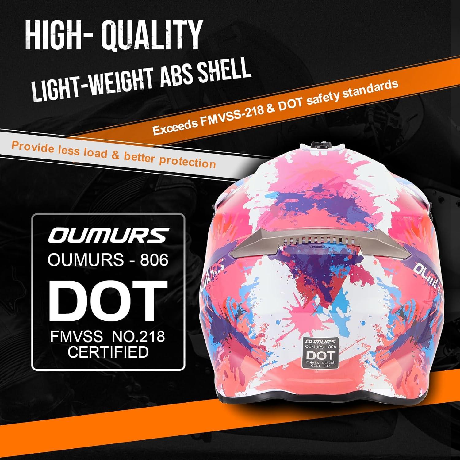 Adult ATV Dirt Bike Helmet with Goggles Gloves & Mask Adjustable Sun Visor Motorcycle Adult Helmet Off-Road Motocross Downhill Moped MX for Unisex-Adult