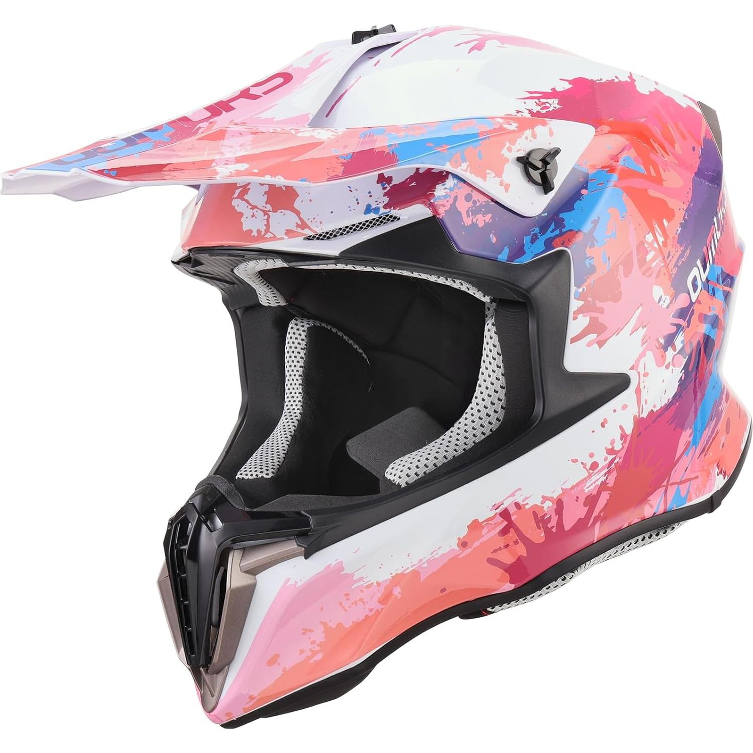 Adult ATV Dirt Bike Helmet with Goggles Gloves & Mask Adjustable Sun Visor Motorcycle Adult Helmet Off-Road Motocross Downhill Moped MX for Unisex-Adult