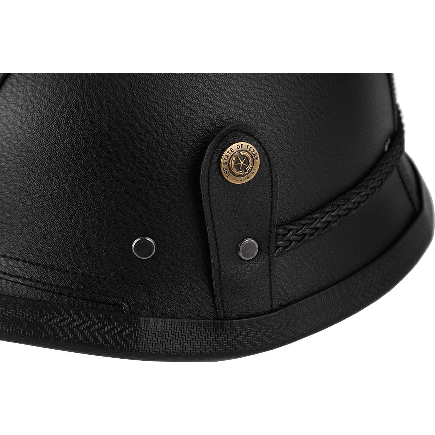 Casco de motocicleta Yesmotor 108 retro cuero negro M