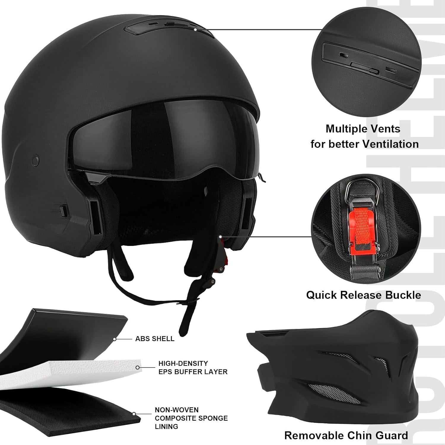 Motorcycle Full Face Helmet for Dirt Bike ATV Scooter Half Motocross Helmet DOT Approved