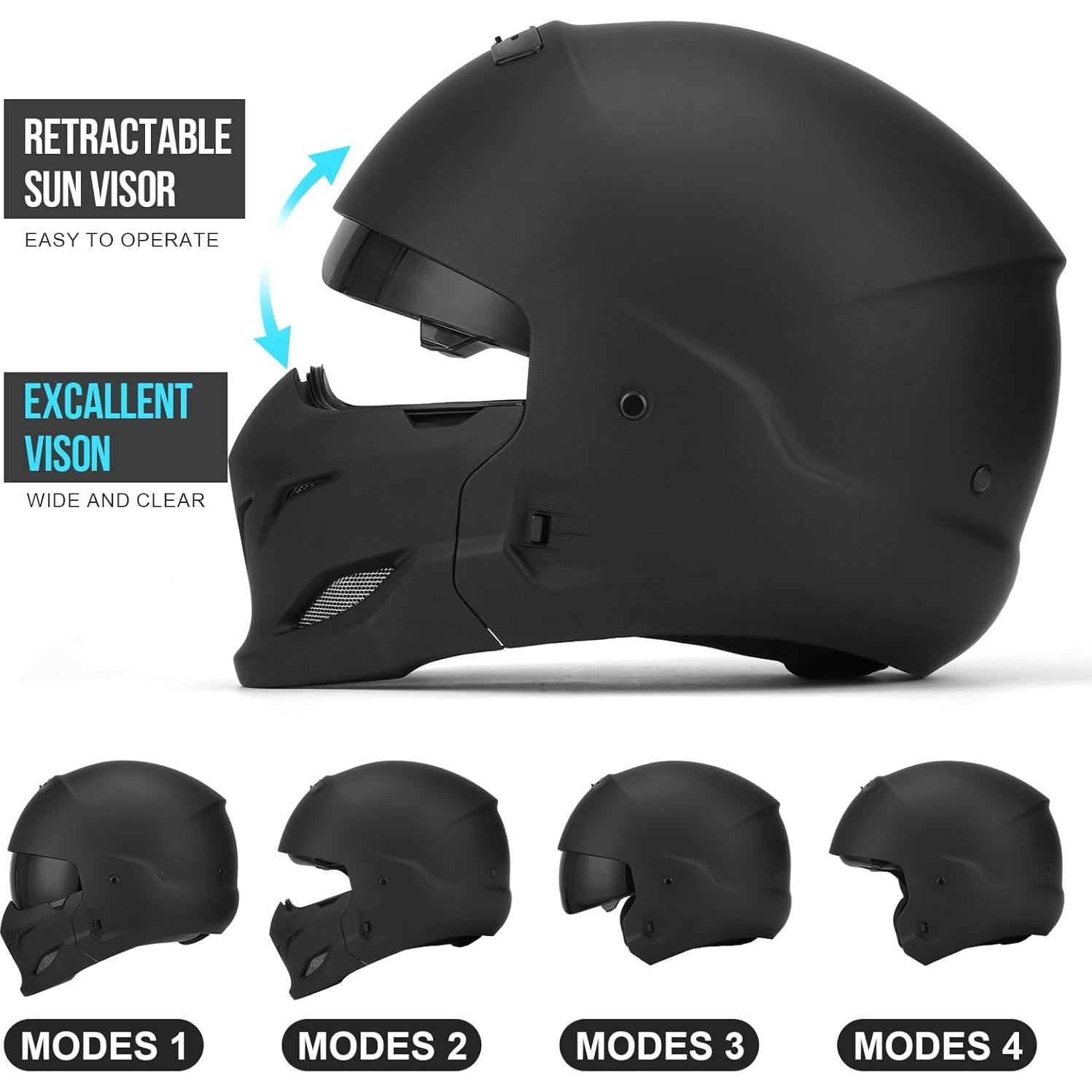 Motorcycle Full Face Helmet for Dirt Bike ATV Scooter Half Motocross Helmet DOT Approved