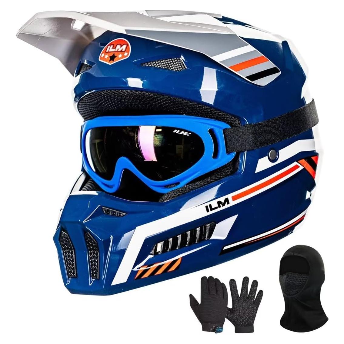 Casco Motocross ILM MT601Y Joven-Grande Espacio Azul