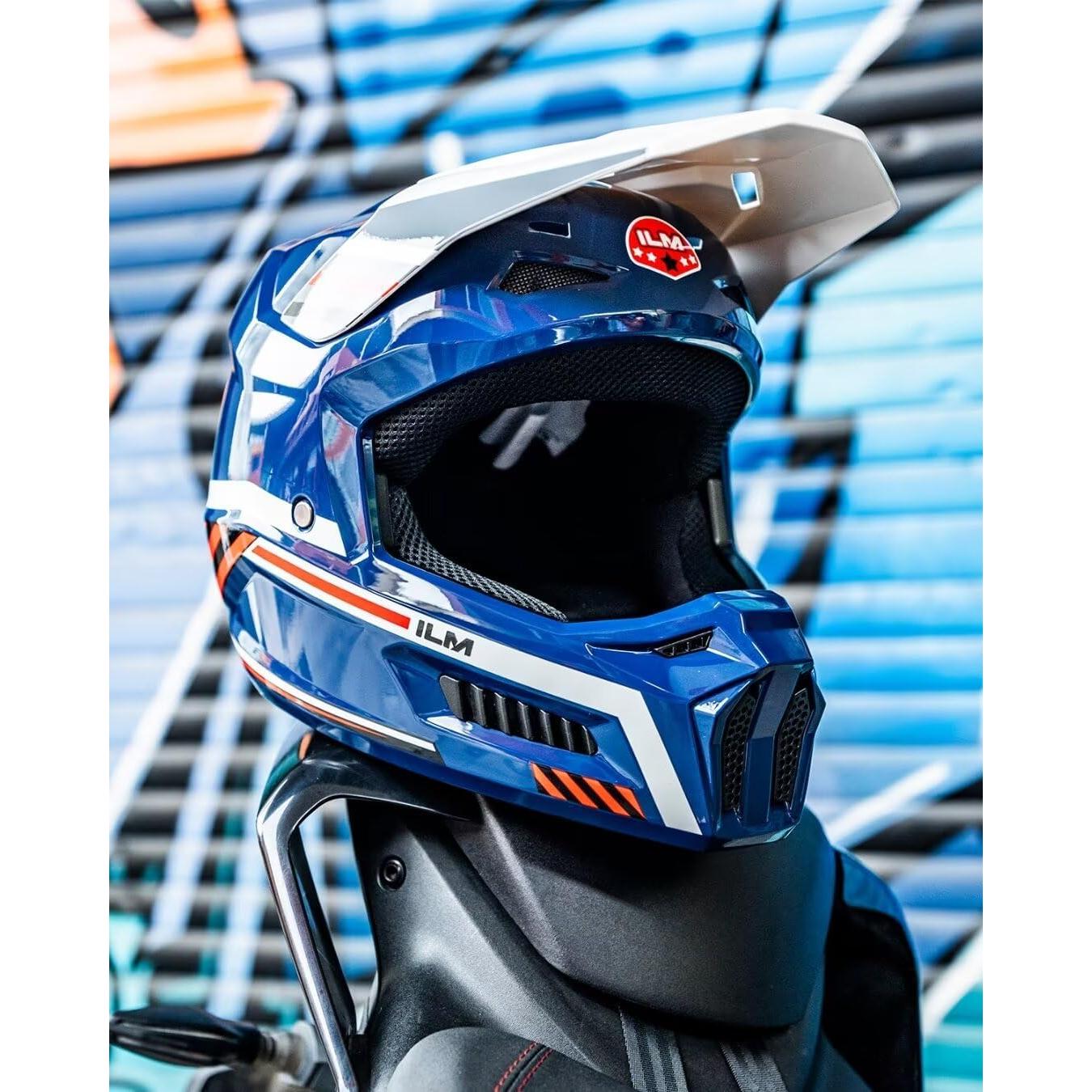 Casco Motocross ILM MT601Y Joven-Grande Espacio Azul