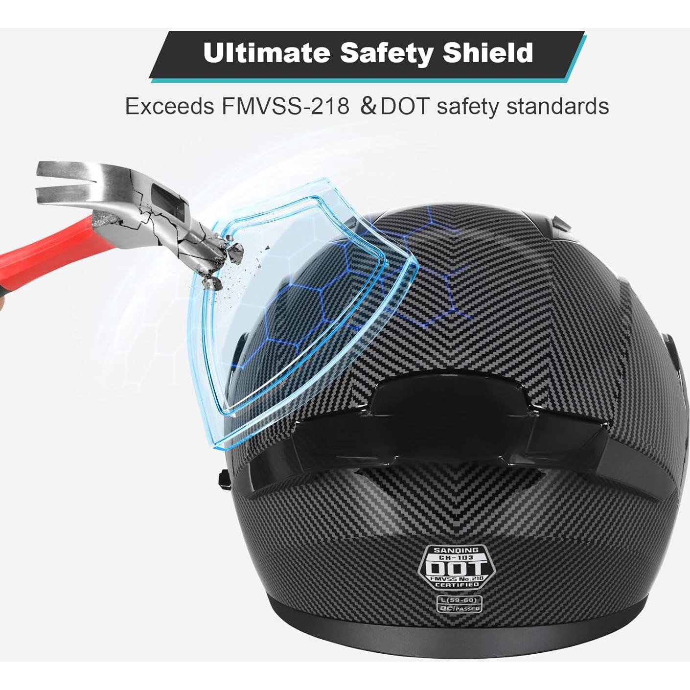 Motorcycle Full Face Helmet Adult Dirt Bike Helmets ATV Motocross Men Women Off-Road Mountain Bike Helmet DOT Approved Street Bike Helmet with Gloves & Mask