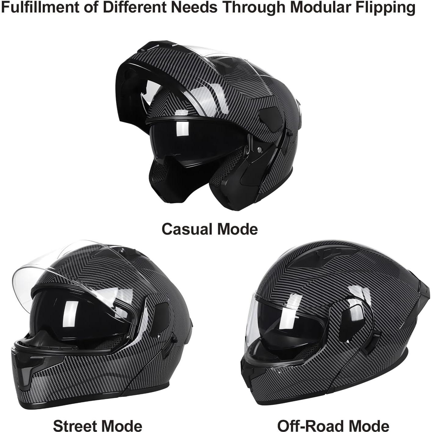 Motorcycle Full Face Helmet Adult Dirt Bike Helmets ATV Motocross Men Women Off-Road Mountain Bike Helmet DOT Approved Street Bike Helmet with Gloves & Mask