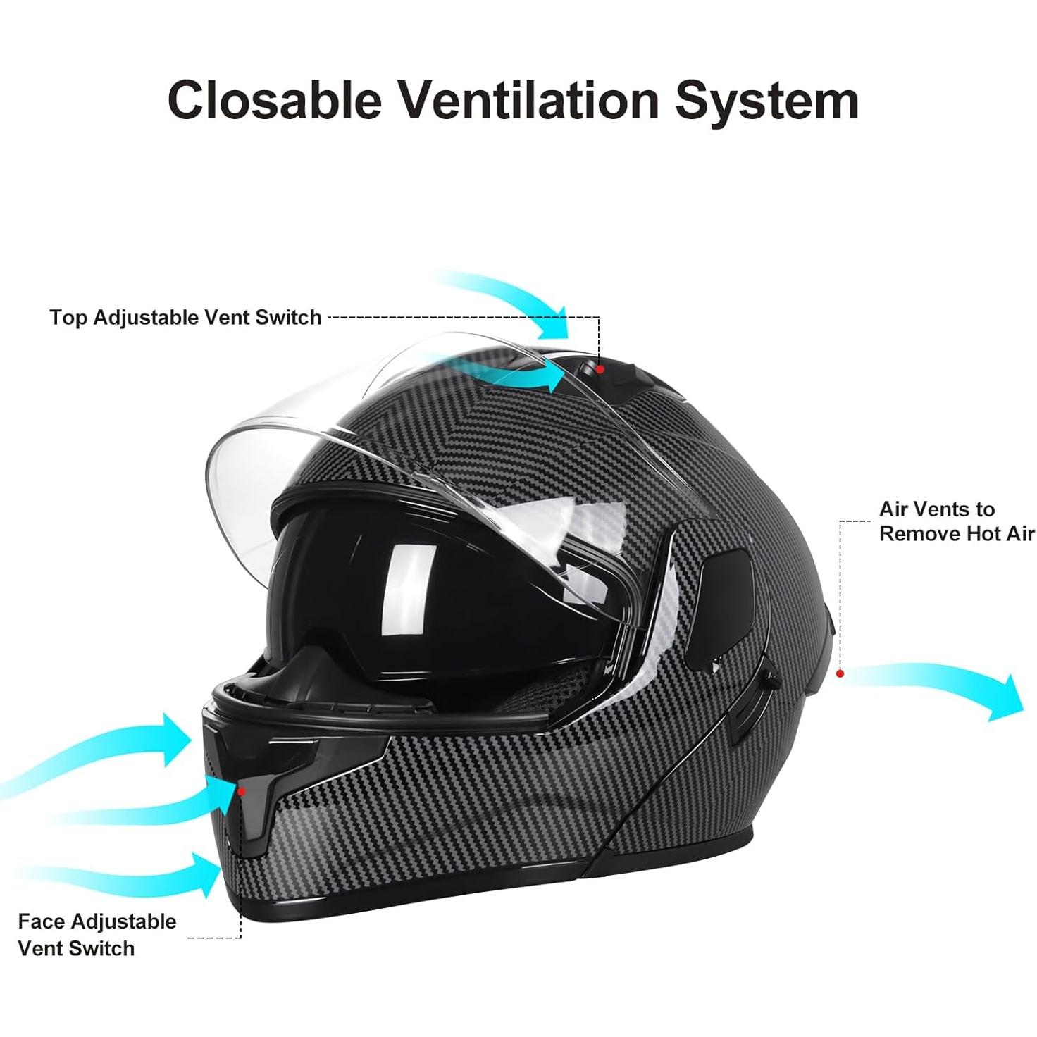 Motorcycle Full Face Helmet Adult Dirt Bike Helmets ATV Motocross Men Women Off-Road Mountain Bike Helmet DOT Approved Street Bike Helmet with Gloves & Mask